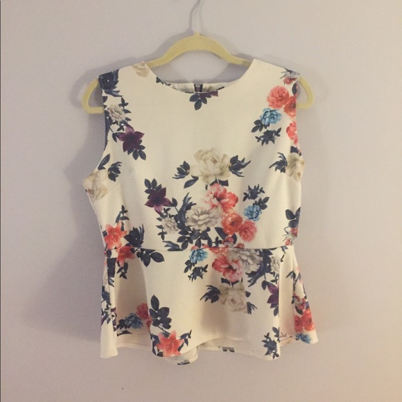 Xiaziyu Fashion Tops - 5 for $25 Floral Print Sleeveless Peplum Top